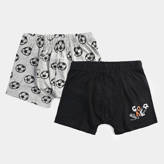 Boys Cotton Jersey Boxer Pack of 2 Football-Black/Grey