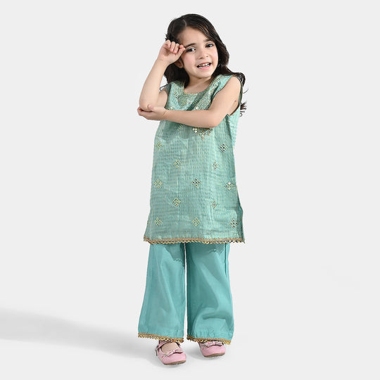 Girls Jacquard 2Pcs Glitter-Mint Green