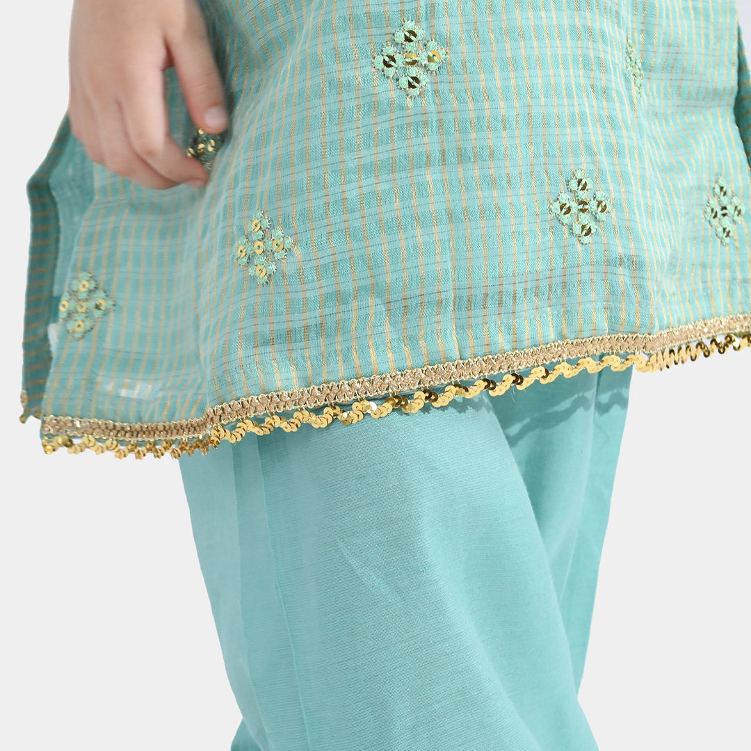 Girls Jacquard 2Pcs Glitter-Mint Green