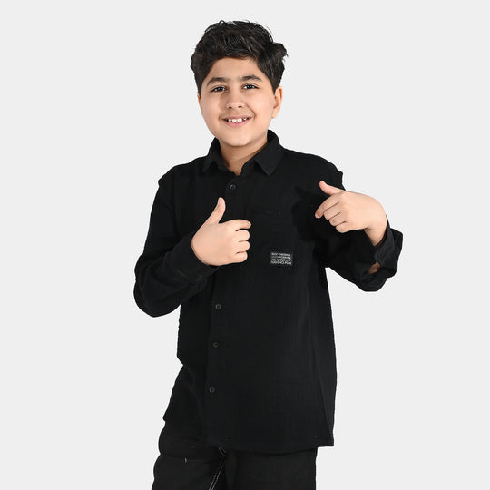 Boys Gauze Shirt (Stay Original) - Black