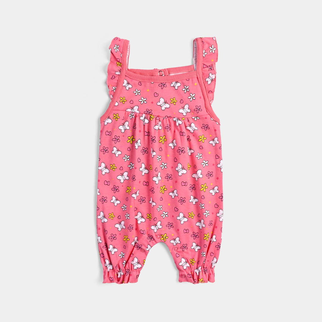 Infant Girls Cotton Interlock Knitted Romper-S.PINK