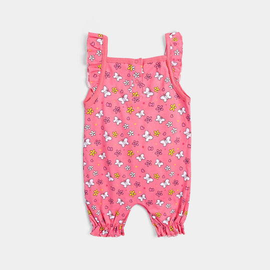 Infant Girls Cotton Interlock Knitted Romper-S.PINK