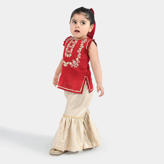 Infant Girls Jacquard 2-Piece Suit (Khumaar) - Red