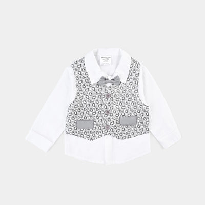 Infant Boys Suit-Grey/White