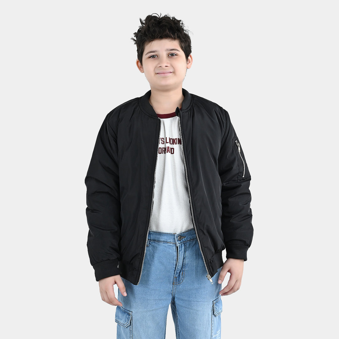 Boys Quilted Jacket Black Nickel