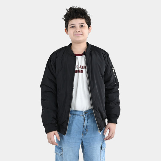 Boys Quilted Jacket Black Nickel