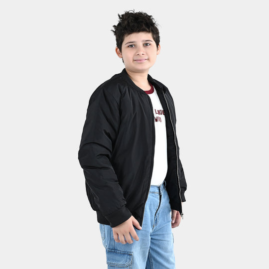 Boys Quilted Jacket Black Nickel