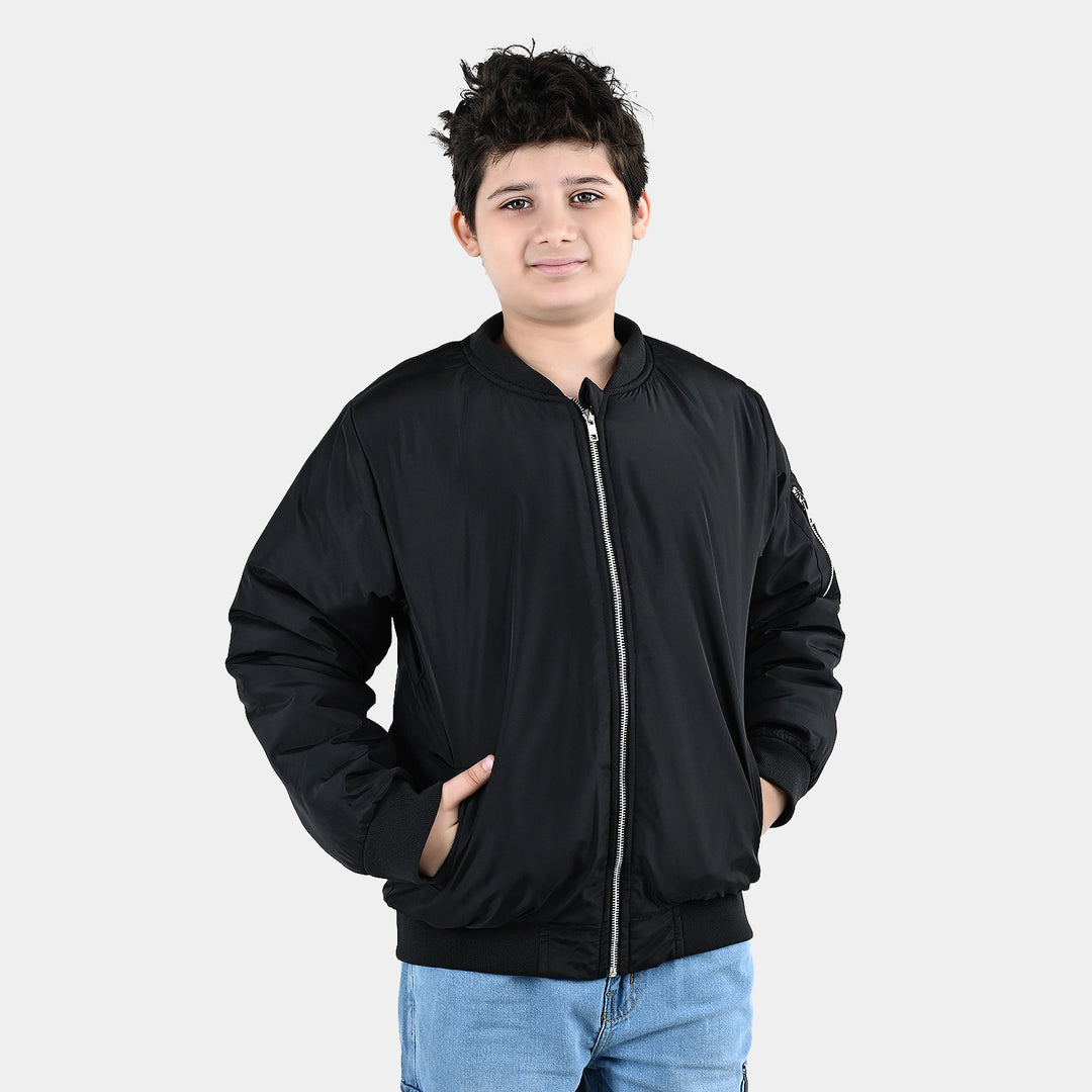 Boys Quilted Jacket Black Nickel