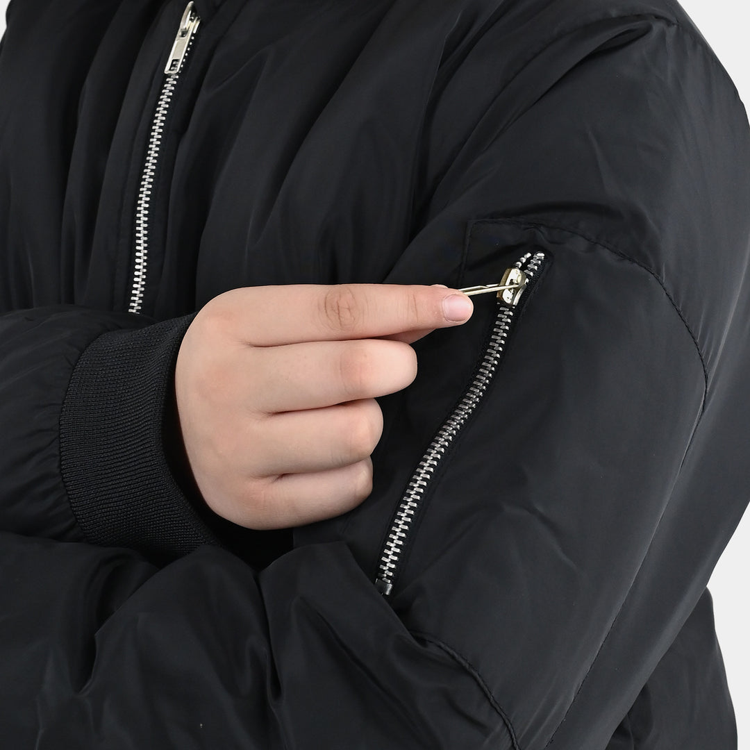 Boys Quilted Jacket Black Nickel