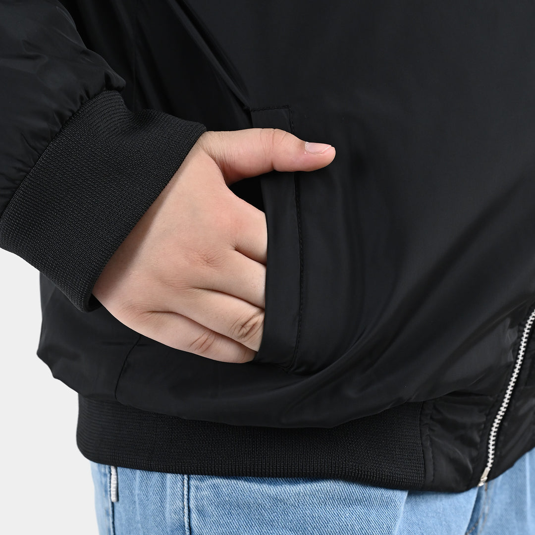 Boys Quilted Jacket Black Nickel