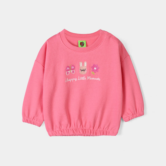Infant Girls Cotton Terry Sweatshirt Happy Moments