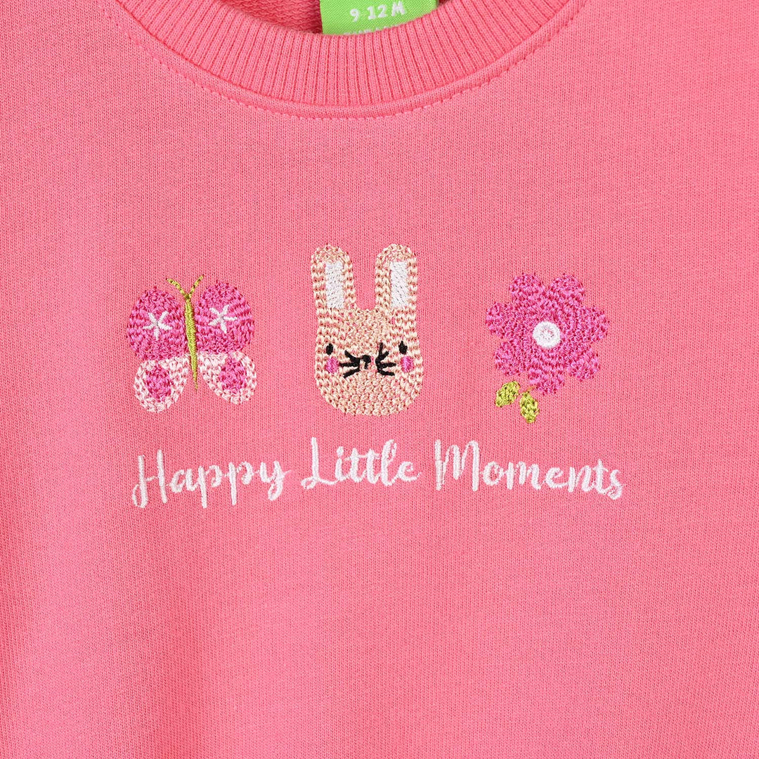 Infant Girls Cotton Terry Sweatshirt Happy Moments