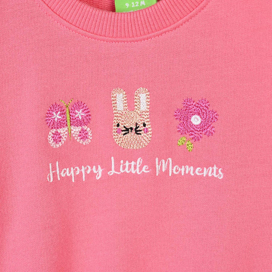 Infant Girls Cotton Terry Sweatshirt Happy Moments