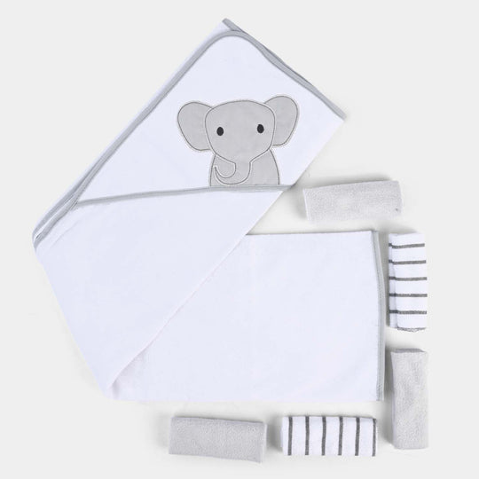 Baby Hooded Bath Towel + 5 PCs Face Towel