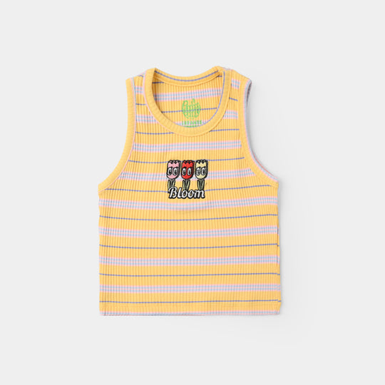 Infant Girls 2x1 Rib Sando Stripes - Bloom