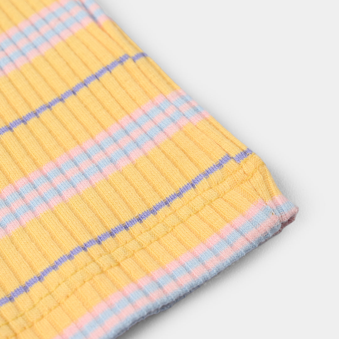 Infant Girls 2x1 Rib Sando Stripes - Bloom
