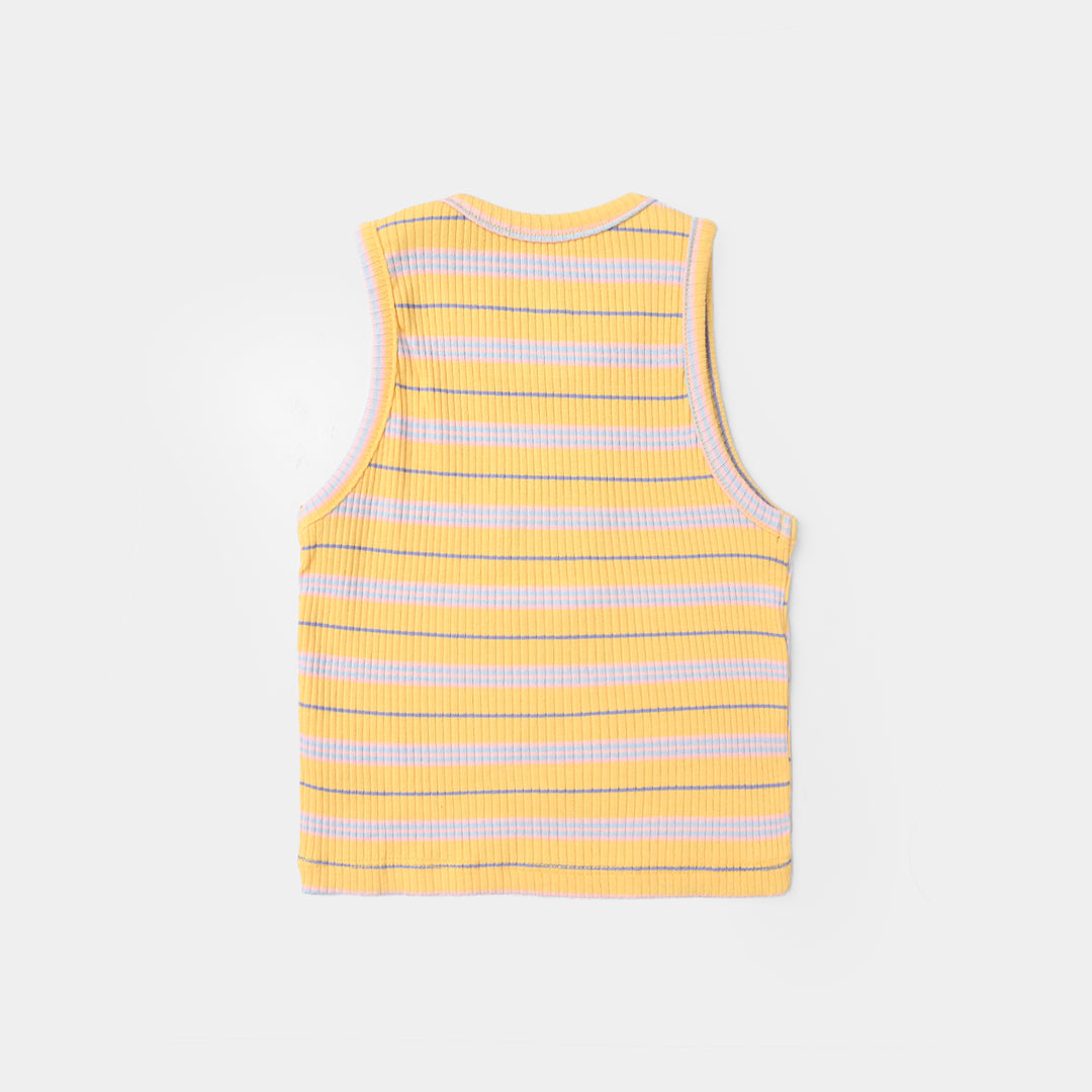 Infant Girls 2x1 Rib Sando Stripes - Bloom