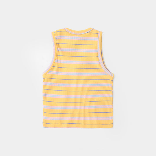 Infant Girls 2x1 Rib Sando Stripes - Bloom