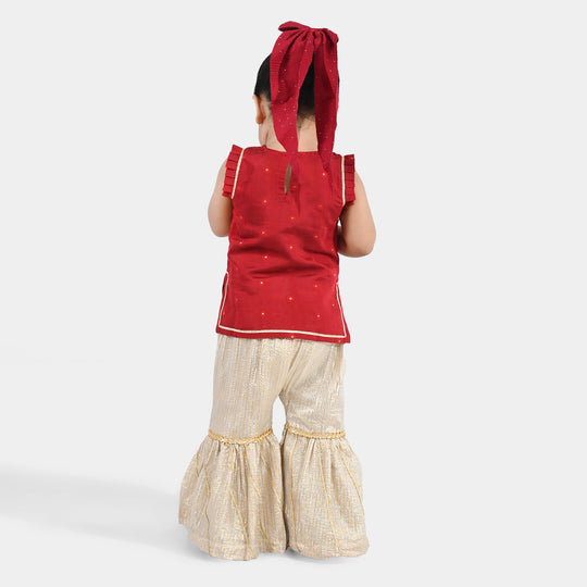 Infant Girls Jacquard 2-Piece Suit (Khumaar) - Red