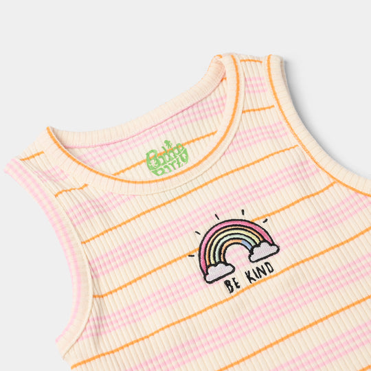 Infant Girls 2x1 Rib Sando Be Kind-Mul.Stripe
