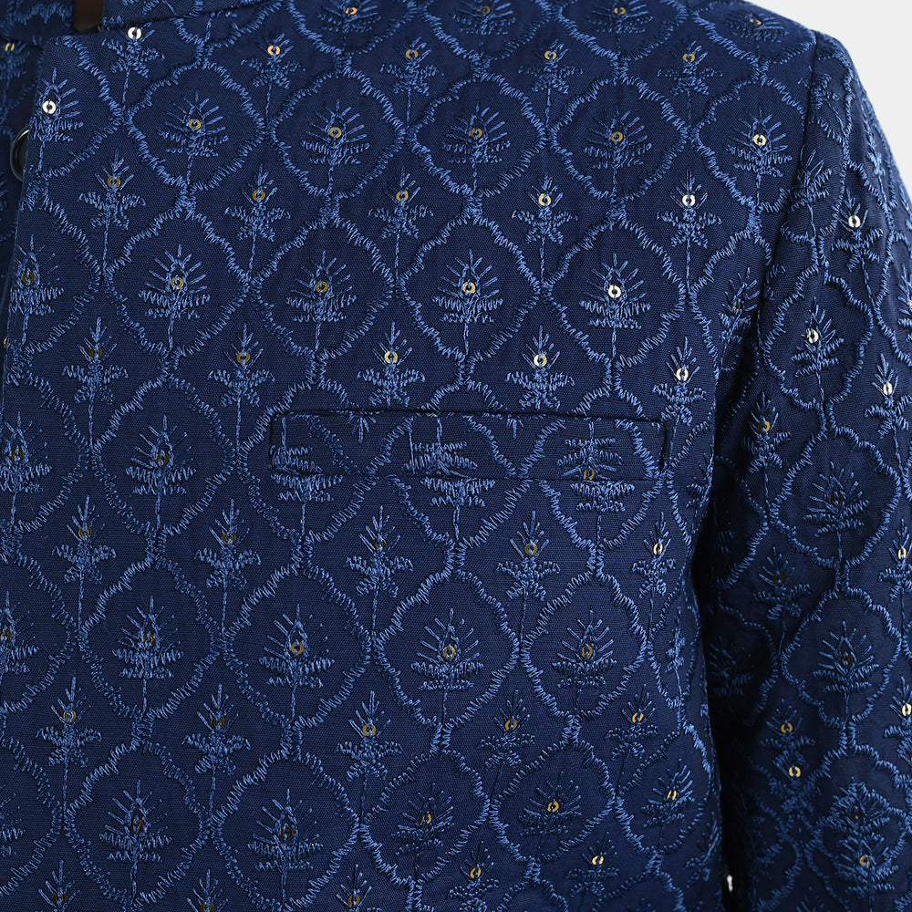Boys Poly Viscose Prince Coat (Sapphire)- Blue