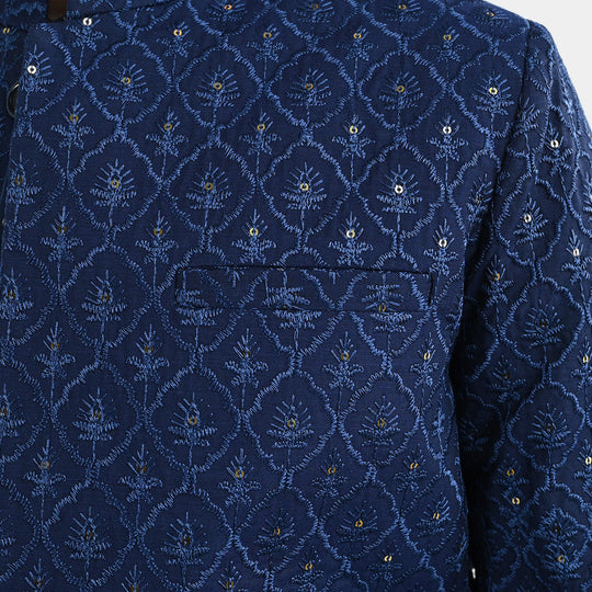 Boys Poly Viscose Prince Coat (Sapphire)- Blue