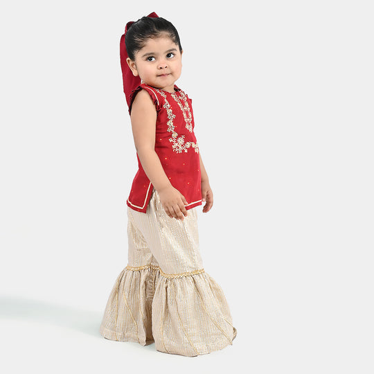 Infant Girls Jacquard 2-Piece Suit (Khumaar) - Red