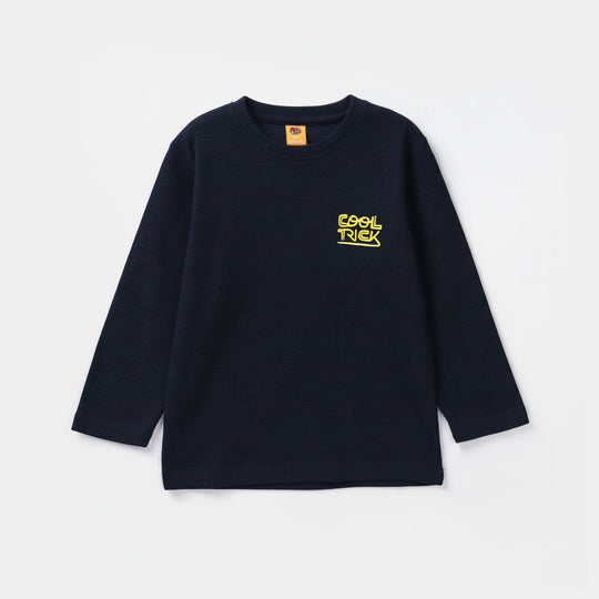 Boys Jacquard T-Shirt-NAVY