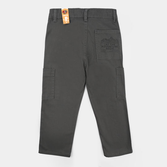 Boys Cotton Twill Pant - Dark Grey
