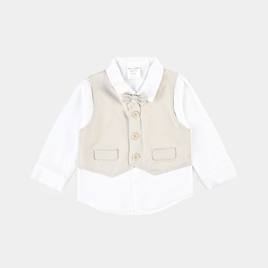 Infant Boys Suit-Cream/White