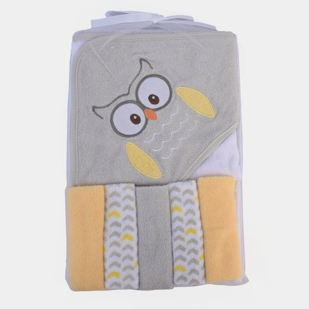 Baby Hooded Bath Towel + 5 PCs Face Towel