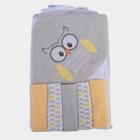 Baby Hooded Bath Towel + 5 PCs Face Towel