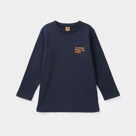 Boys Jacquard T-Shirt-NAVY