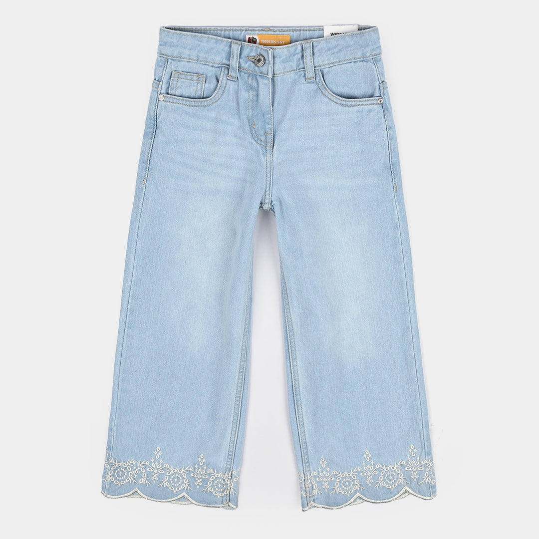 Girls Denim rigid Pant Scalloped-LT.Blue