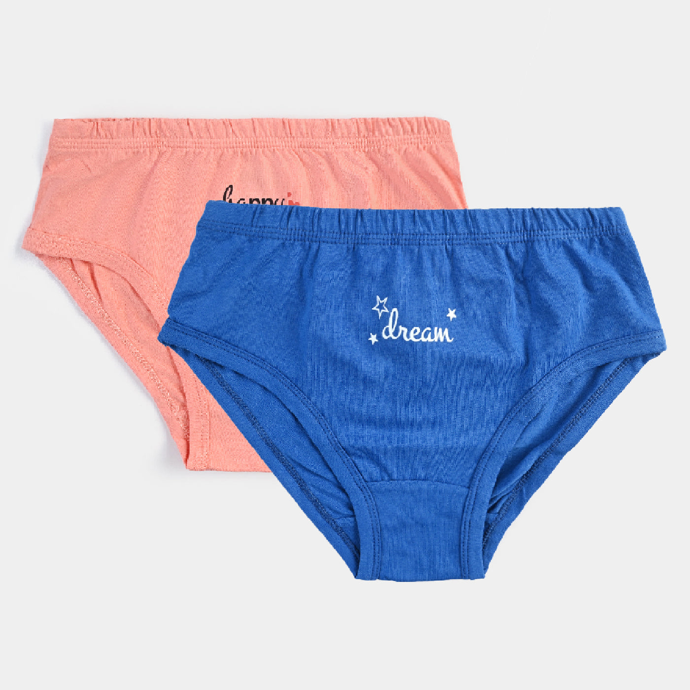 Girls Cotton Jersey Panties Pack of 2 Happy-Peach/Navy