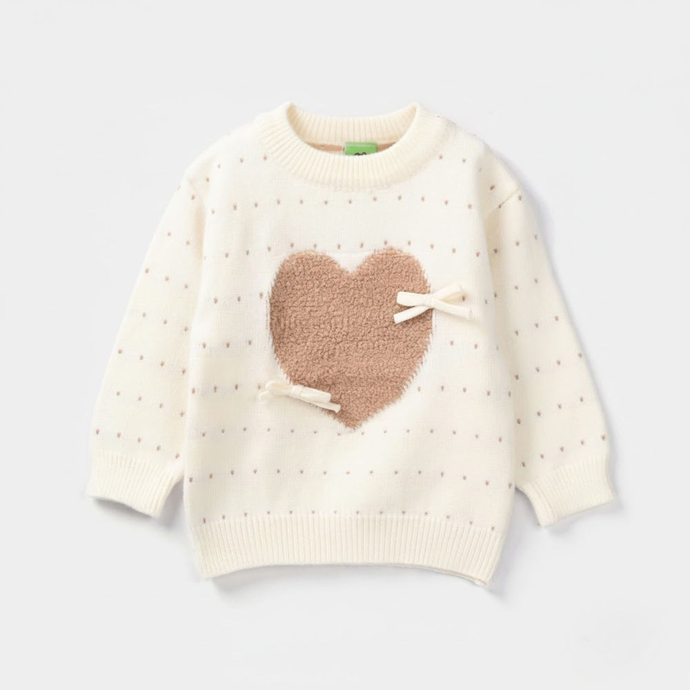 Infant Girls Acrylic Suit - Off-White/Brown
