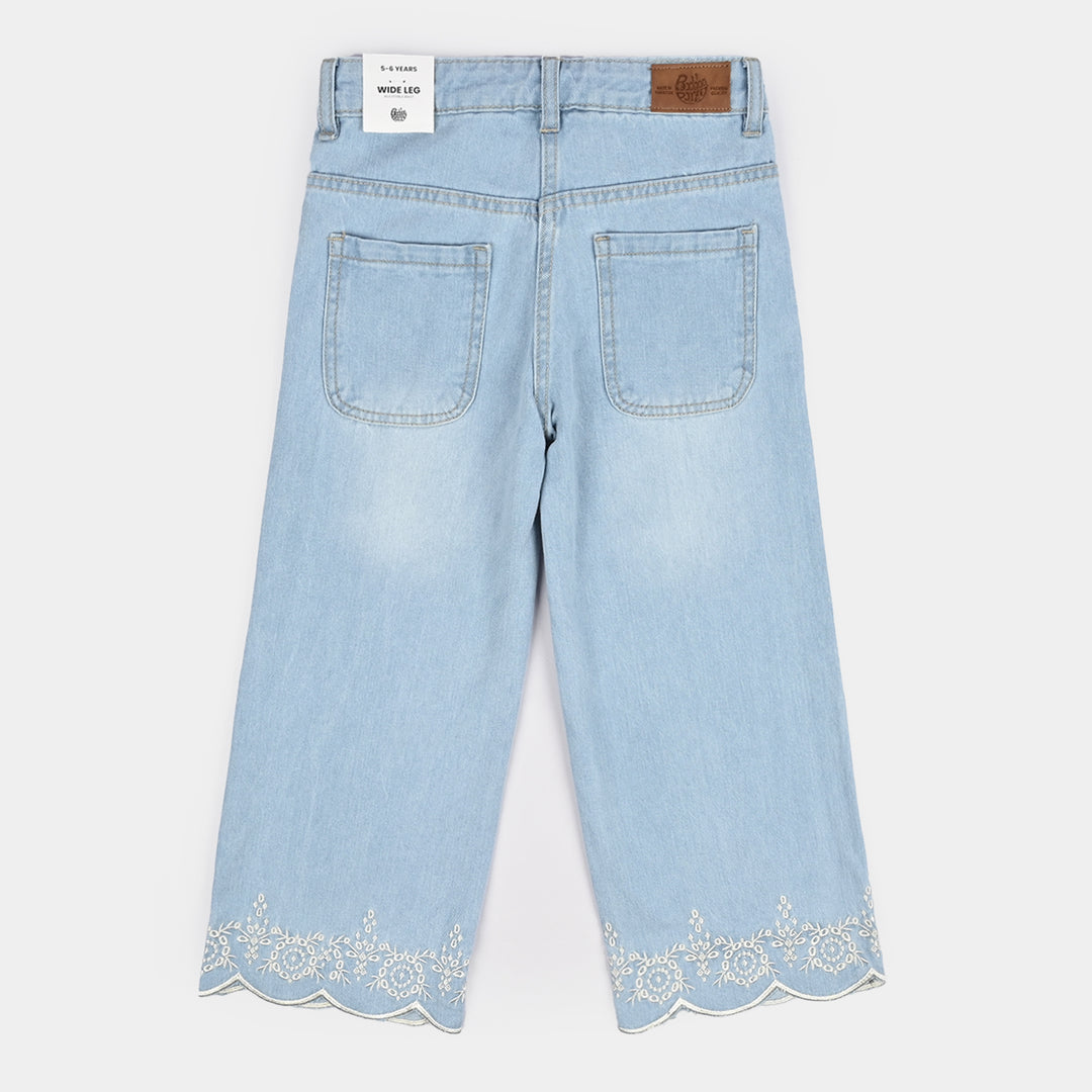 Girls Denim rigid Pant Scalloped-LT.Blue