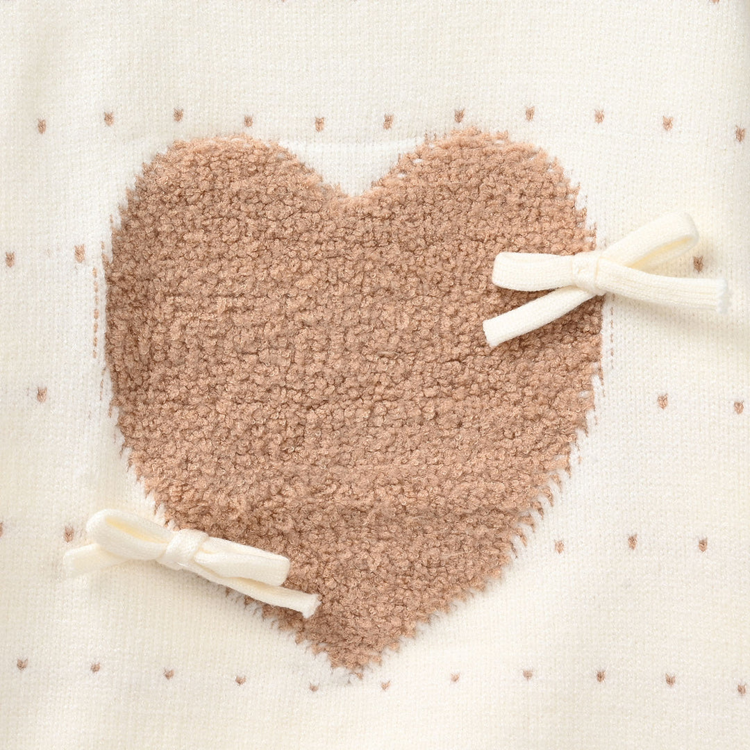 Infant Girls Acrylic Suit - Off-White/Brown