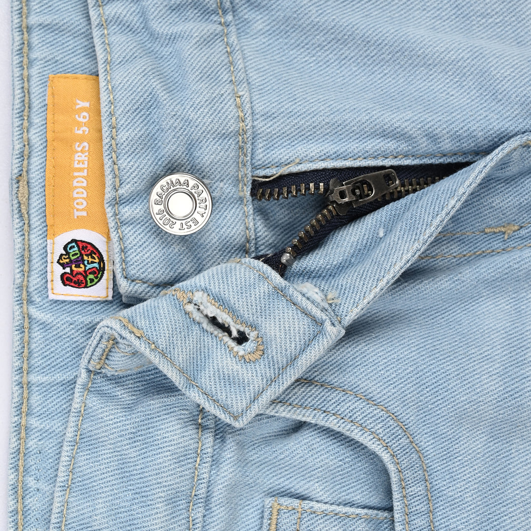 Girls Denim rigid Pant Scalloped-LT.Blue