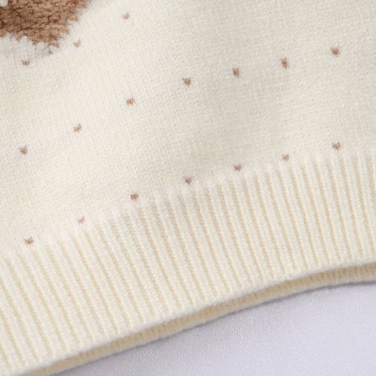 Infant Girls Acrylic Suit - Off-White/Brown