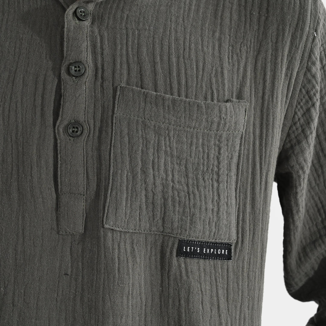 Boys Gauze Shirt (Lets Explore) - Green