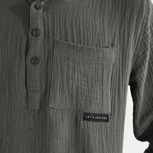 Boys Gauze Shirt (Lets Explore) - Green