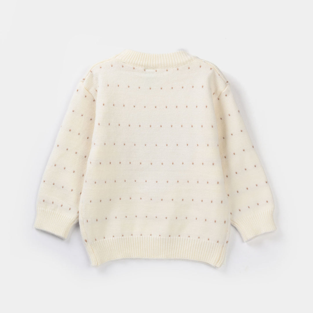 Infant Girls Acrylic Suit - Off-White/Brown