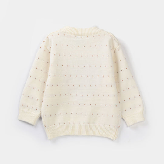 Infant Girls Acrylic Suit - Off-White/Brown