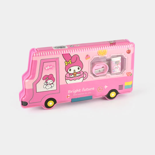 Magnet Lock Bus-Shaped Pencil Box