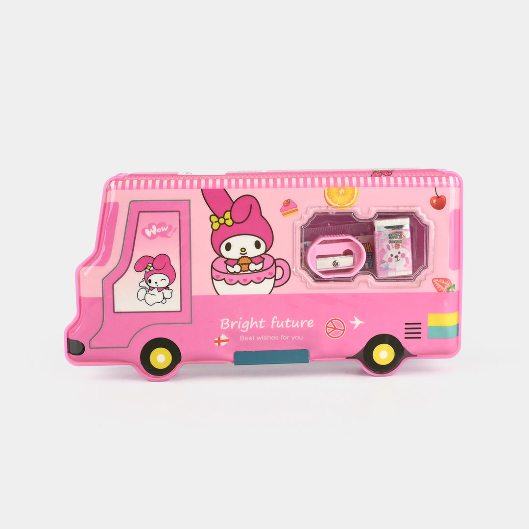 Magnet Lock Bus-Shaped Pencil Box