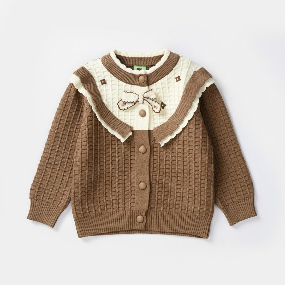 Infant Girls Acrylic Suit - Brown