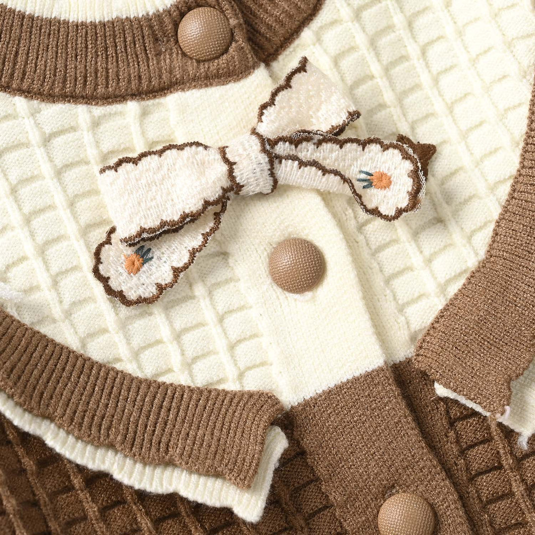 Infant Girls Acrylic Suit - Brown