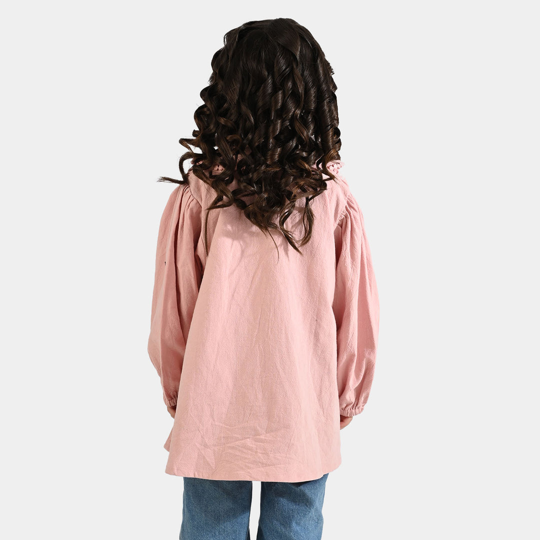 Girls Cotton Emb Top (Peter Pan) - Pink