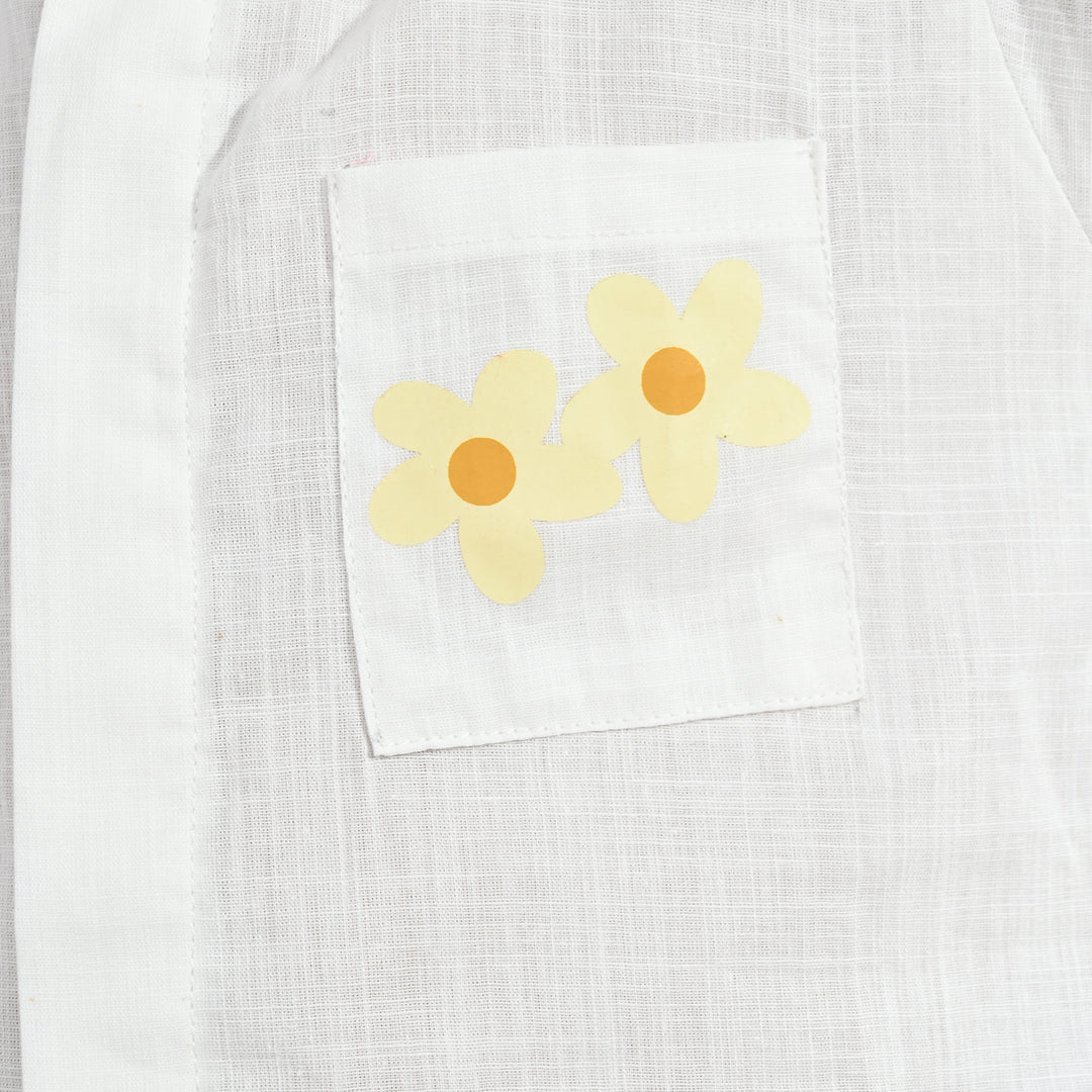 Girls Raw Silk Casual Top (Good Vibes) - White
